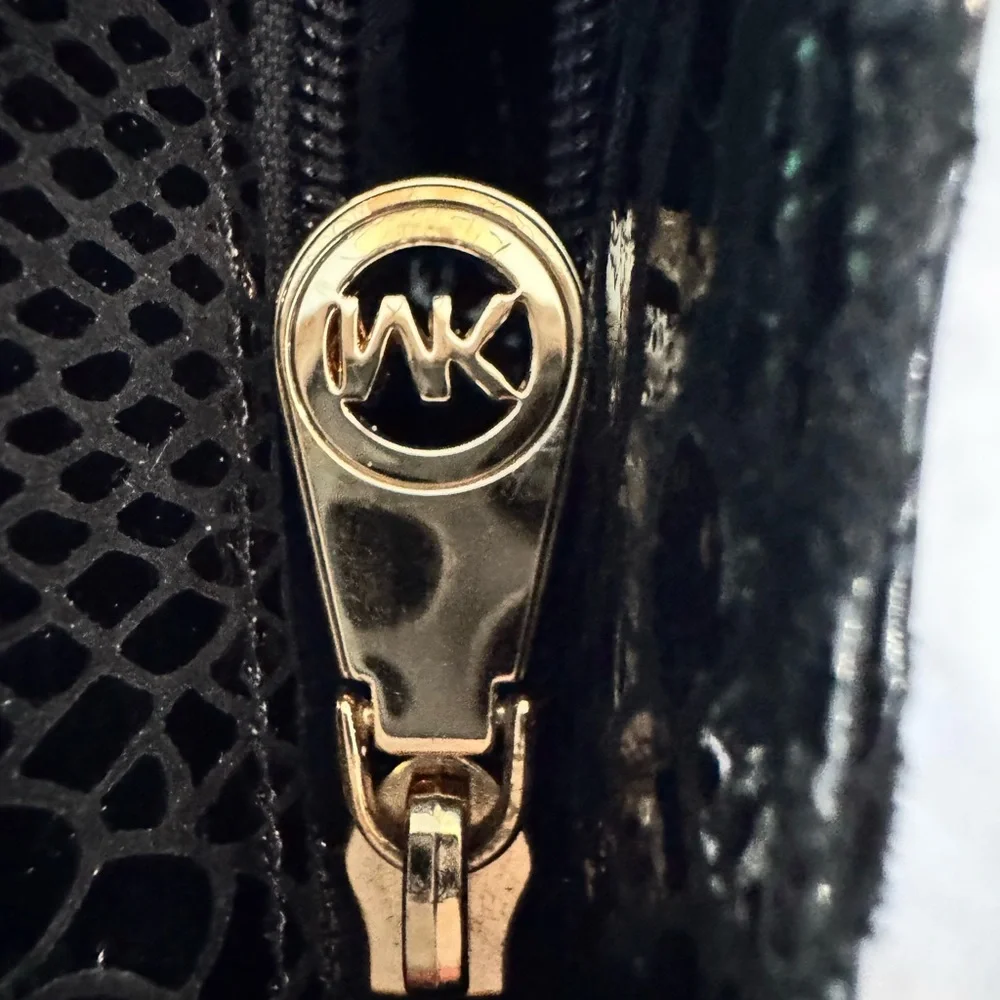Michael Kors Black Snake Embossed Shoulder Bag